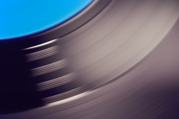 The texture of a black vinyl record player. Black dj's vinyl record for a music turntable on a white background close-up                                                 