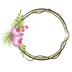 Tropical frame floral summer leaf aloha design.