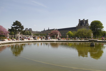 Fototapeta na wymiar Bassin du Jardin des Tuileries à Paris 
