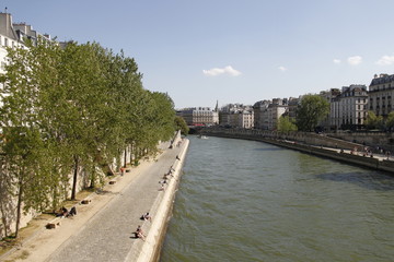 Fototapeta na wymiar Quai de Seine l'été à Paris