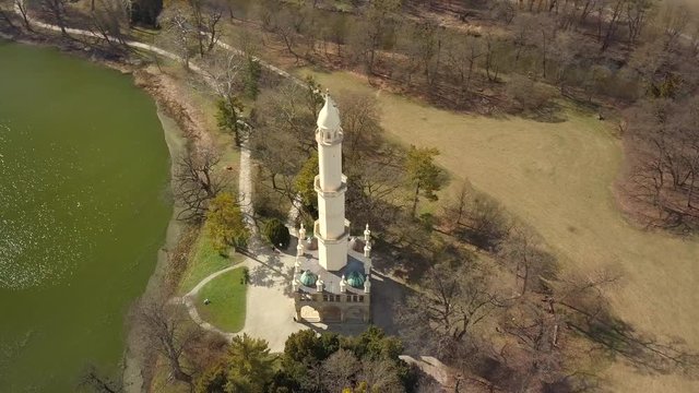 Flight over the palace of Lednice, Czech Republic