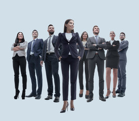 Fototapeta premium happy successful business team isolated on white background