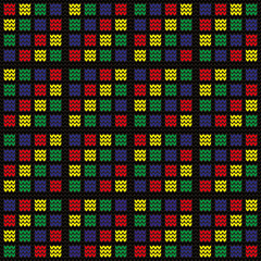 Pattern in the form of a mosaic, squares, yellow, blue, green, red.