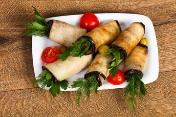 Eggplant roll with cheese