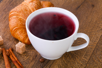 Tea with croissant
