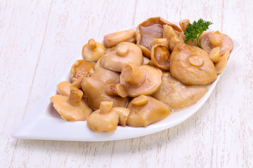 Pickled mushrooms in the bowl