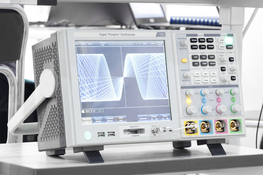 The digital oscilloscope. Close-up Photos