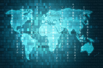 Blue Digital Abstract technology background with world map