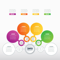 Fototapeta premium Vector infographic of technology or education process. Business concept with 4 options. Annual report. Web Template of a info chart, diagram or presentation. Part of the report with icons.