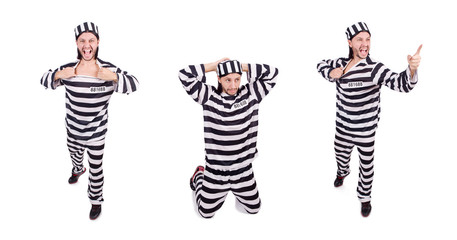 Prison inmate isolated on the white background