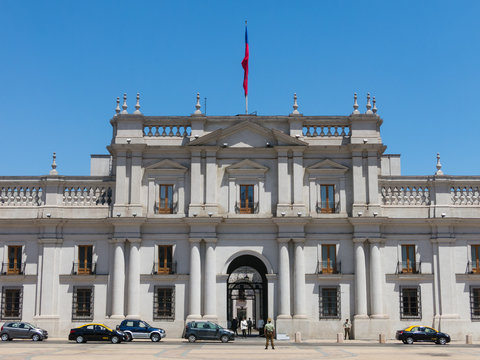 View of the presidential palace, known as La Moneda, in Santiago, Chile