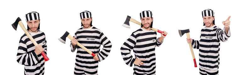 Prison inmate isolated on the white background