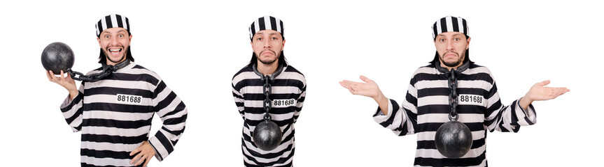 Prison inmate isolated on the white background
