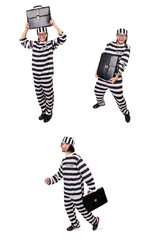 Prison inmate isolated on the white background