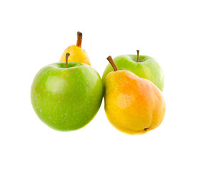 Apples and pears on isolated background