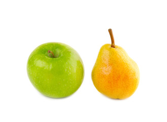 Apple and pear on isolated background