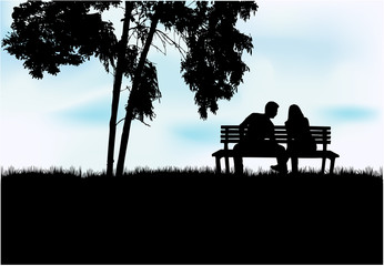 Silhouettes of couples.