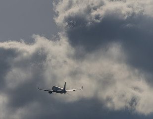 Fototapeta na wymiar Take off of airplane in capital Prague