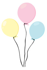 Colorful multicolored balloons. Bunch in flat style. Isolated on white background. Vector