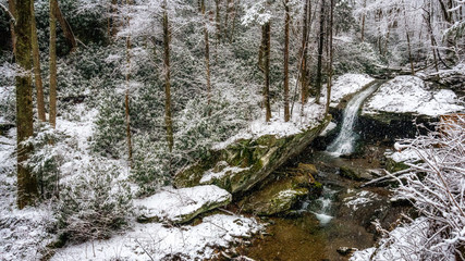Otter Falls - Winter Snow in the Blue Ridge near Boone North Carolina