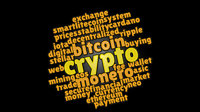 Crypto currency word cloud concept