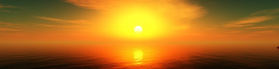 Fototapeta na wymiar incredibly beautiful sea sunset, a panorama of the ocean sunrise, 3D rendering
