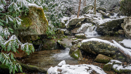 Winter waterfall near Blue Ridge and Boone