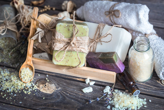 Spa still life on a wooden background