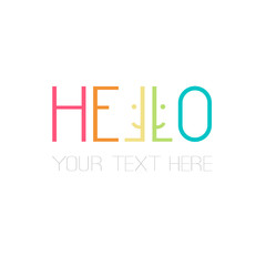 slim rectangular rainbow lettering hello word design with smiling faces great for your blog, website, t-shirt, greeting card, poster and other