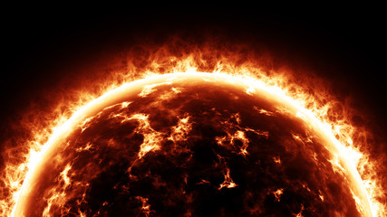 Sun fusion energy and Artificial intelligence technology can help physicists predict hazardous solar flares and warning to protect power grids and communication satellites concept.
