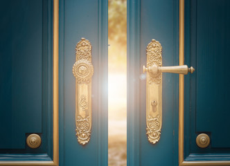 antique ornate gold door handle - 201774137
