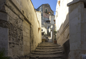 Ancient stairway in Matera historic district