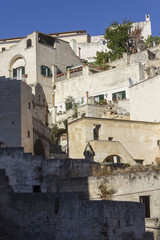 Fototapeta na wymiar Ancient buildings in historic Sassi district of Matera, Italy