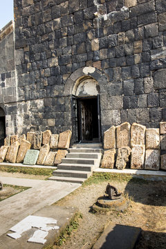 Khachkars, stone crosses in Sevanavank, a monastery complex located on the northwest coast of Lake Sevan in the province of Armenia Gegharkunik, near the city of Sevan