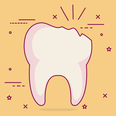 broken tooth dental care icon vector illustration design