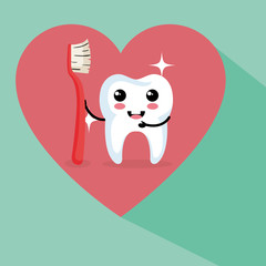 dental care kawaii characters vector illustration design