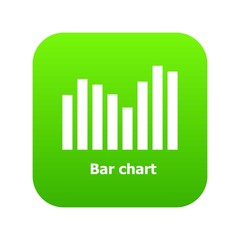 Bar chart icon green vector isolated on white background