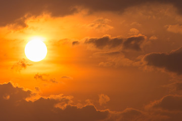 colorful dramatic sky with cloud at sunset.