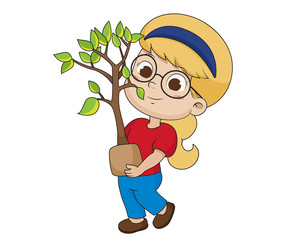 kid planting a tree.
