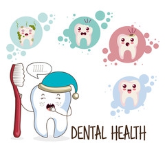 dental care kawaii comi character vector illustration design