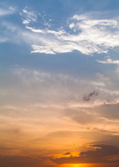 colorful dramatic sky with cloud at sunset.