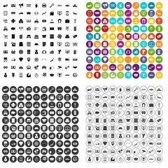 100 coin icons set vector in 4 variant for any web design isolated on white