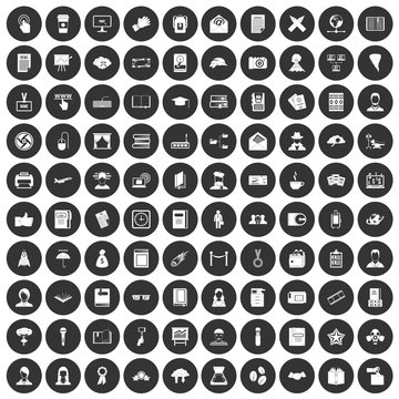100 writer icons set in simple style white on black circle color isolated on white background vector illustration