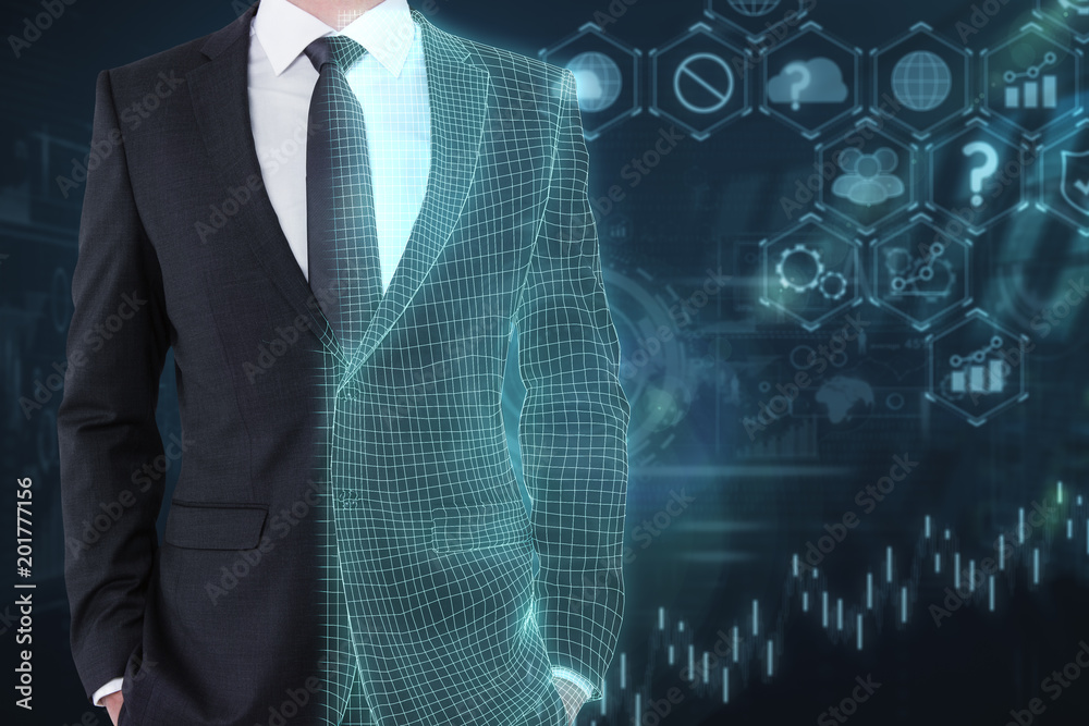 Aufkleber technology, artificial intelligence and web concept