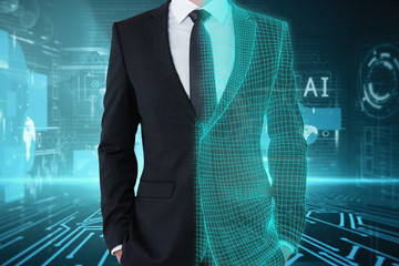 Technology, artificial intelligence and analytics concept