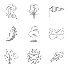 Warm hvac icons set. Outline set of 9 warm hvac vector icons for web isolated on white background