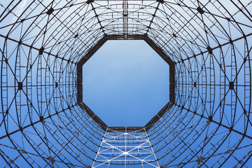 Bottom view of old cooling tower