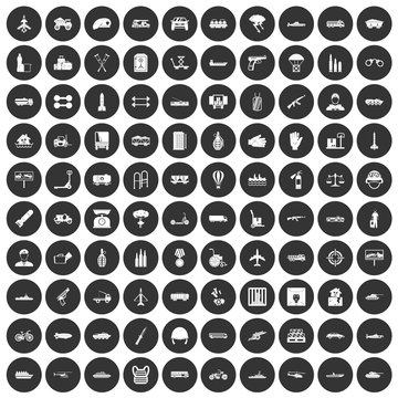 100 burden icons set in simple style white on black circle color isolated on white background vector illustration