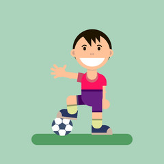 Cartoon little boy and ball