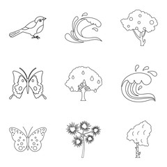 Naklejka premium Melting icons set. Outline set of 9 melting vector icons for web isolated on white background